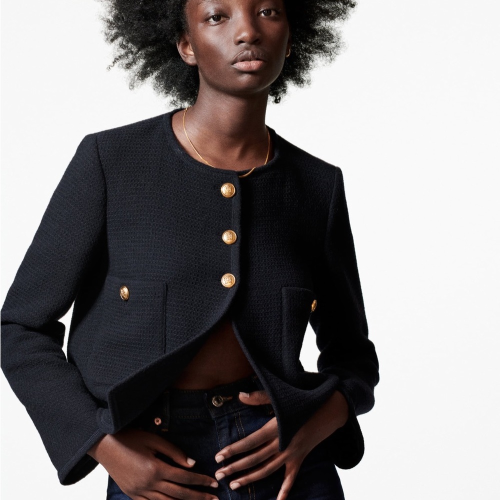 Zara METAL BUTTON JACKET - Navy blue